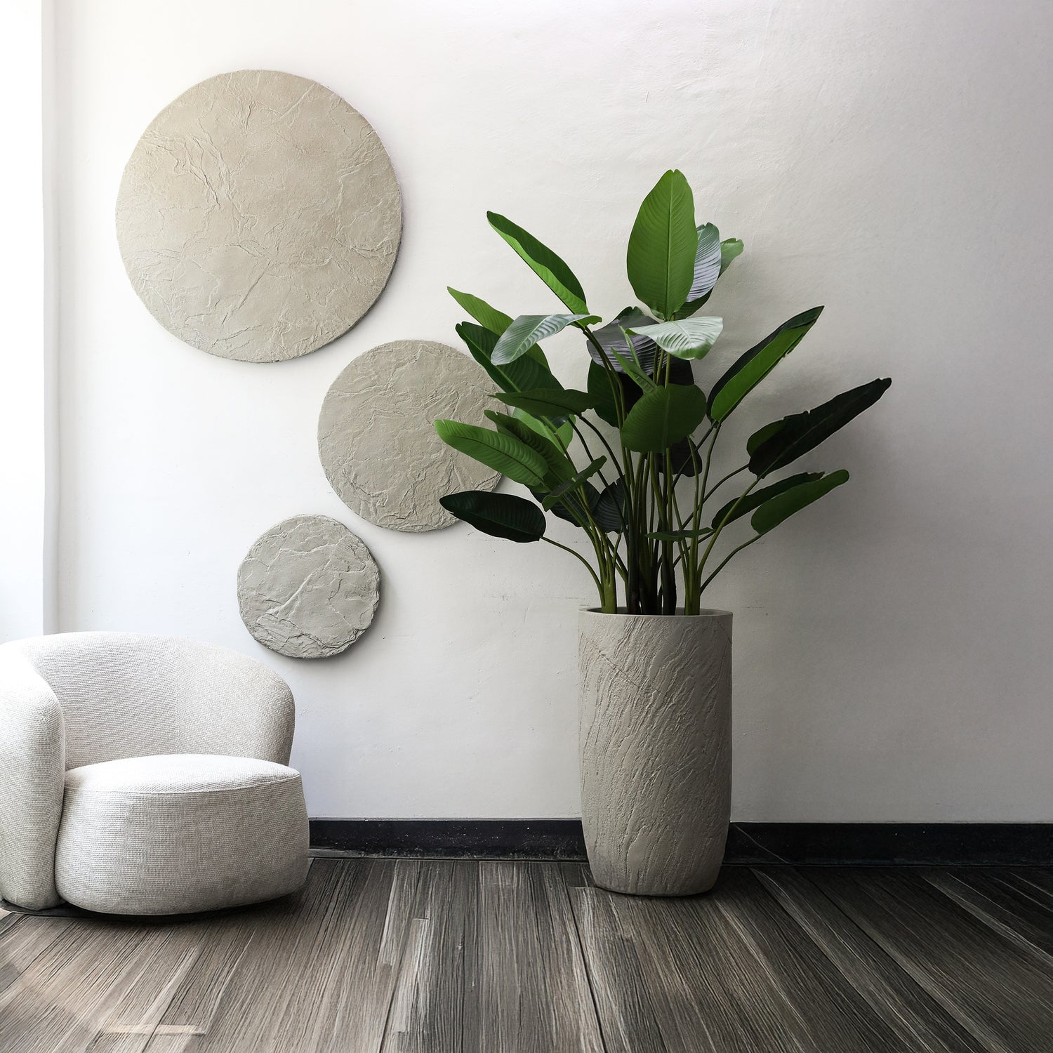 Jaslena Rond Beige Fiber Cement Wandpaneel Rock Large PTMD