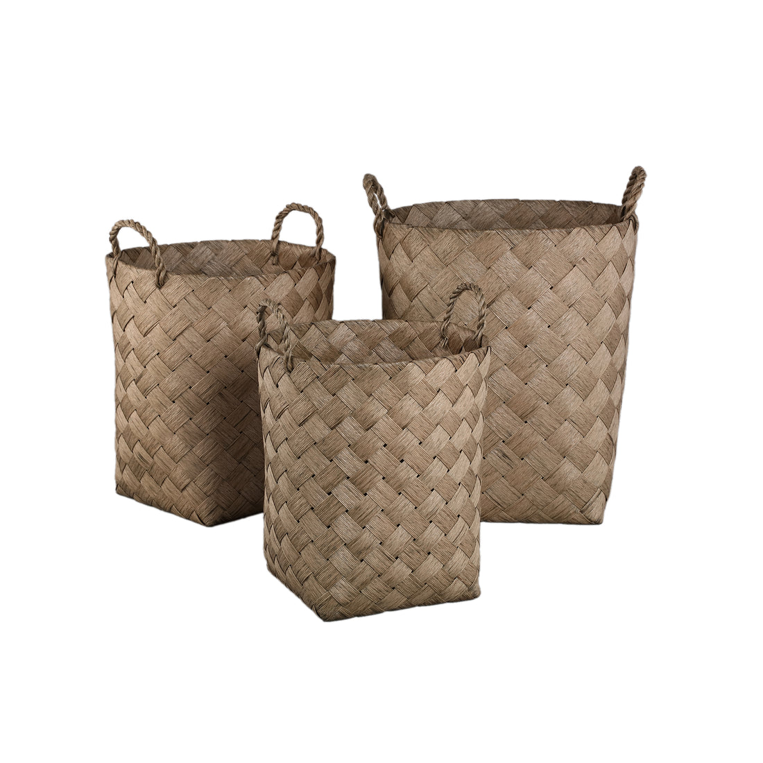 Mand Clarke Groen Rond Woven Papier Set van 3 PTMD
