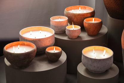 Outdoor Kaars Pedro Bruin Cement Streep Large PTMD
