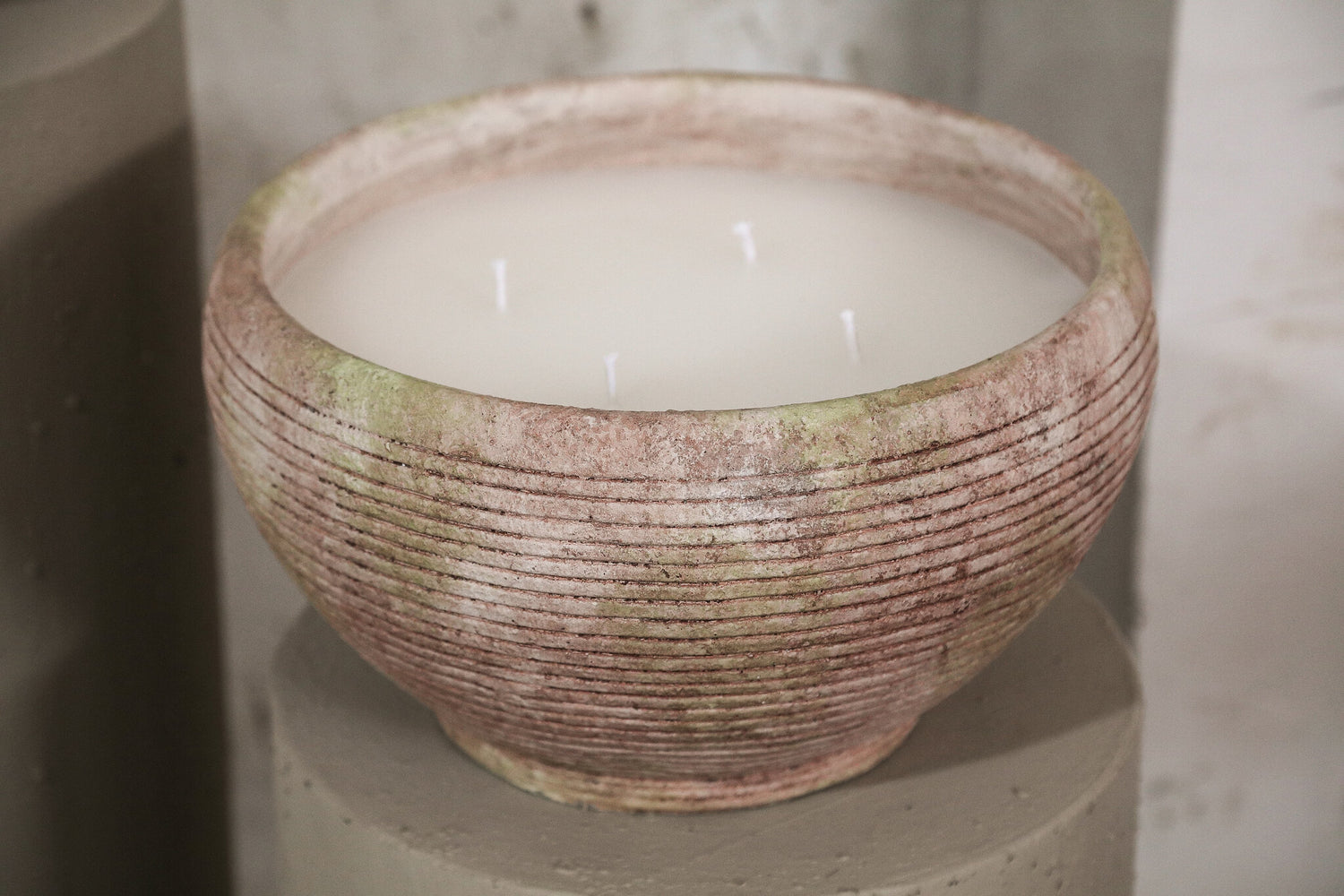 Outdoor Kaars Pedro Bruin Cement Streep Large PTMD