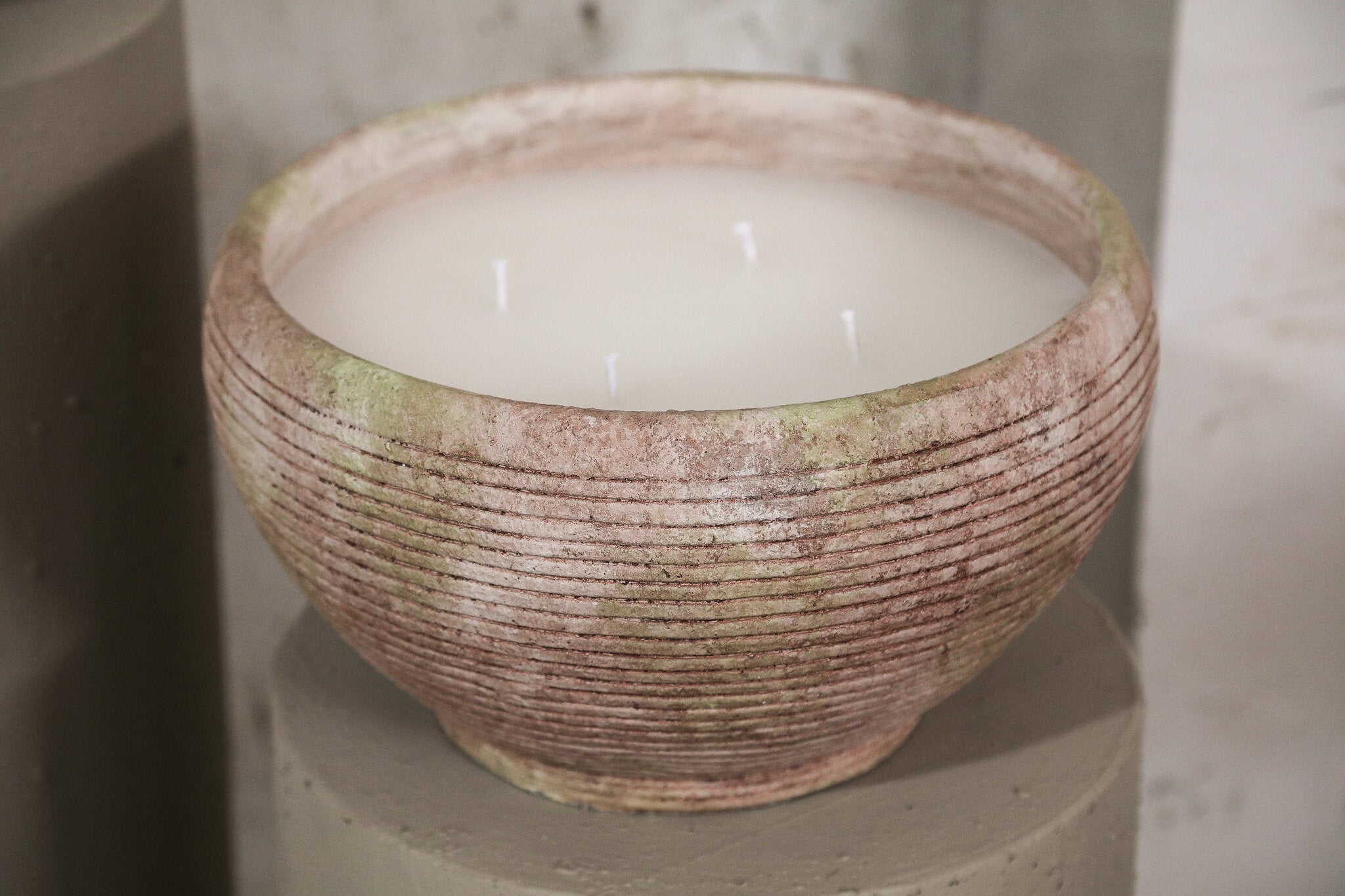 Outdoor Kaars Pedro Bruin Cement Streep Large PTMD