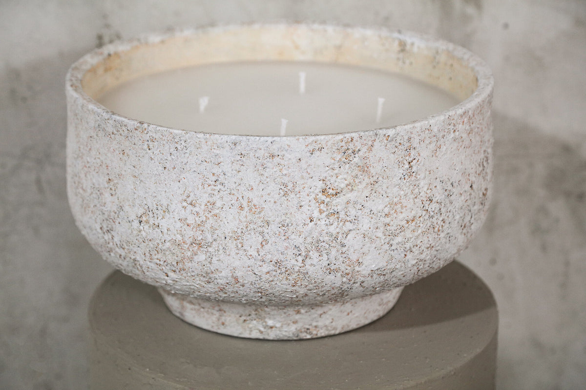 Outdoor Kaars Haily Wit Cement Op Voet Medium PTMD