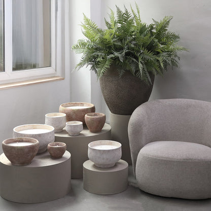 Outdoor Kaars Sarai Wit Cement Rond Medium PTMD