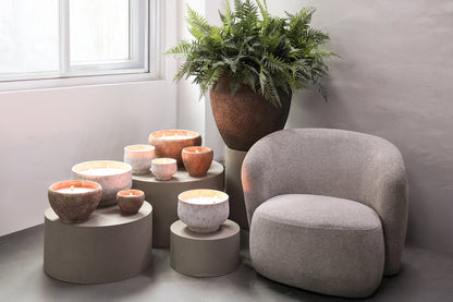 Outdoor Kaars Elora Bruin Cement Ribbel Medium PTMD
