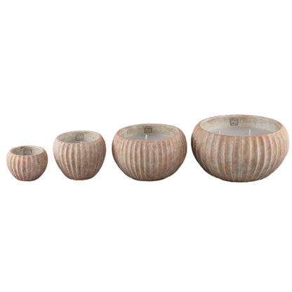 Outdoor Kaars Elora Bruin Cement Ribbel Medium PTMD