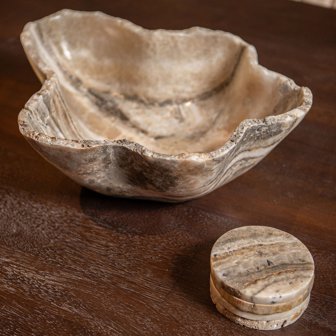 Brooker Natural Onyx Lapis Wavy Shaped Bowl PTMD