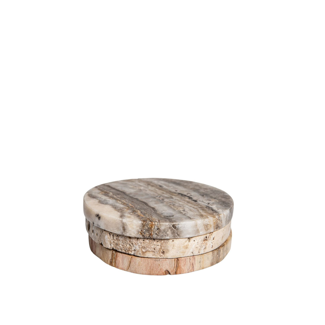 Onderzetters Jaidan Naturel Versteend Hout Set van 3 PTMD
