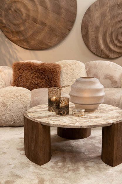 Onderzetters Jaidan Naturel Versteend Hout Set van 3 PTMD