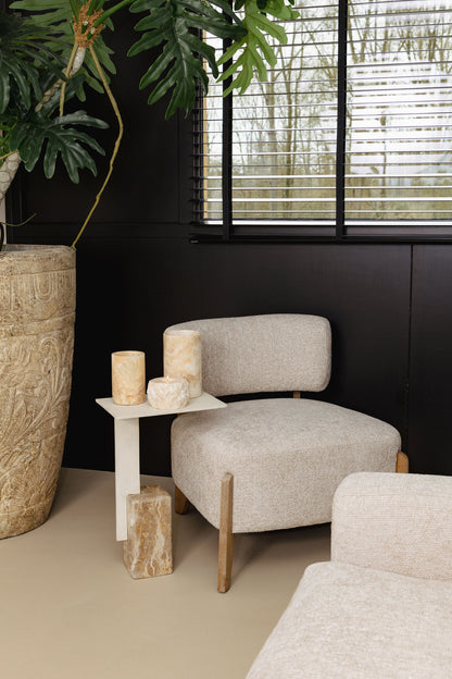 Bijzettafel Ebe Beige Marmer Rechthoekig PTMD