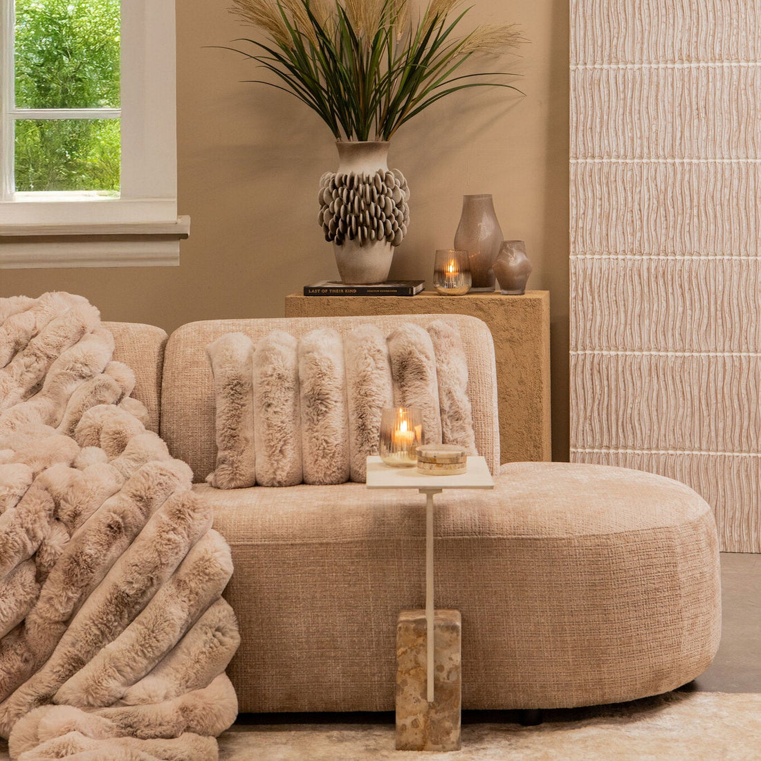 Bijzettafel Ebe Beige Marmer Rechthoekig PTMD