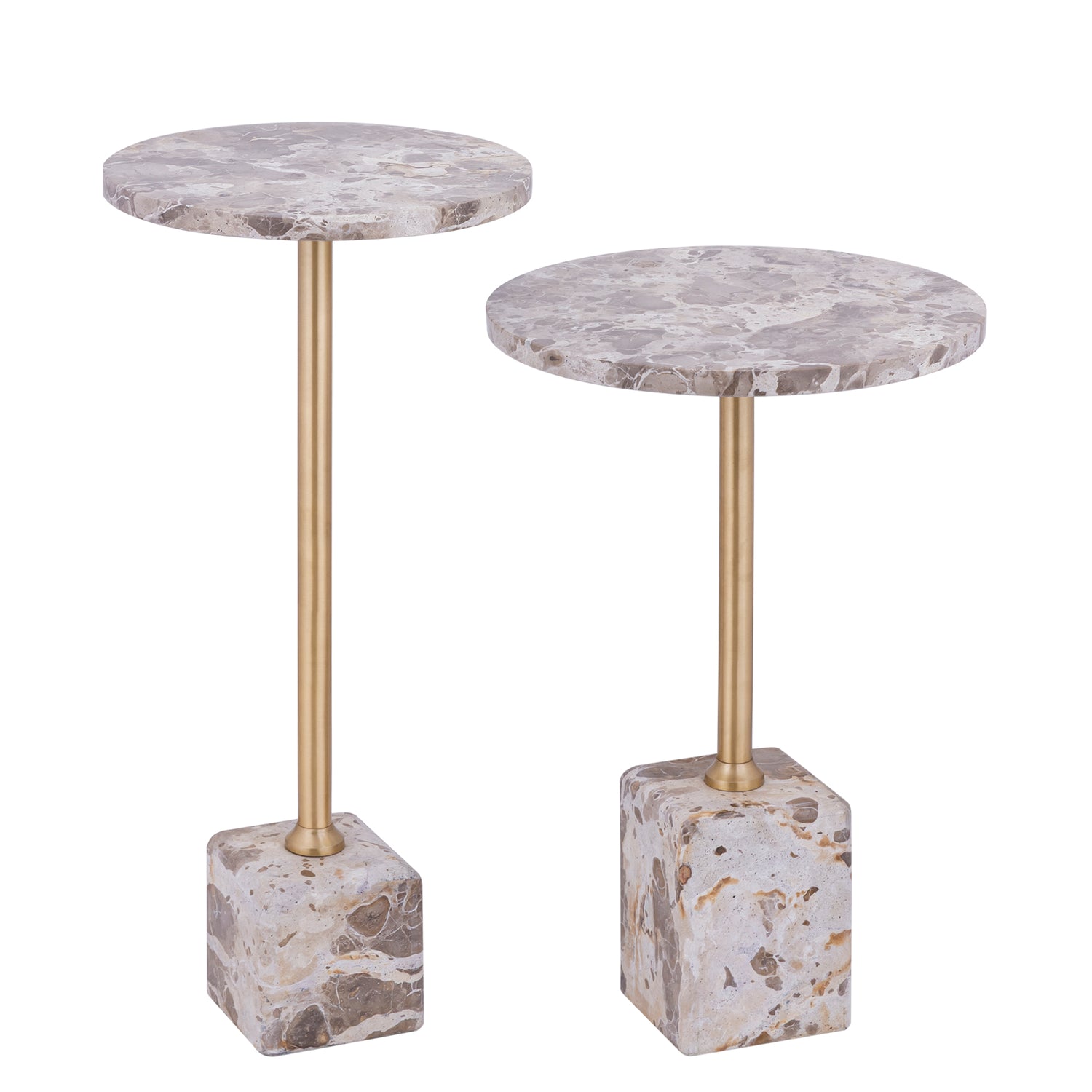 Bijzettafel Ebe Beige Marmer Rond Laag PTMD