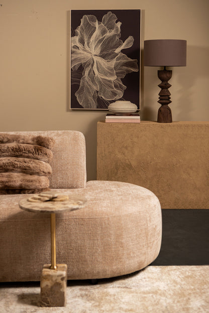 Bijzettafel Ebe Beige Marmer Rond Laag PTMD