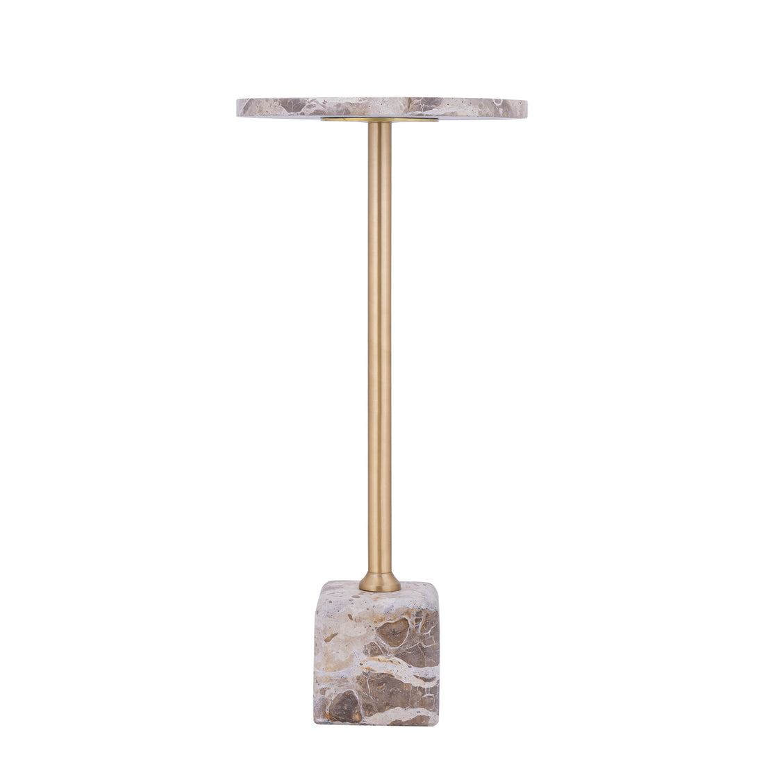 Bijzettafel Ebe Beige Marmer Rond Hoog PTMD