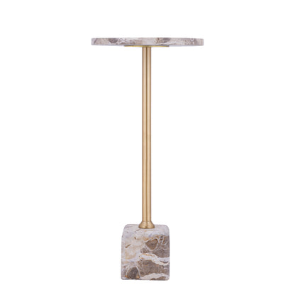 Bijzettafel Ebe Beige Marmer Rond Hoog PTMD