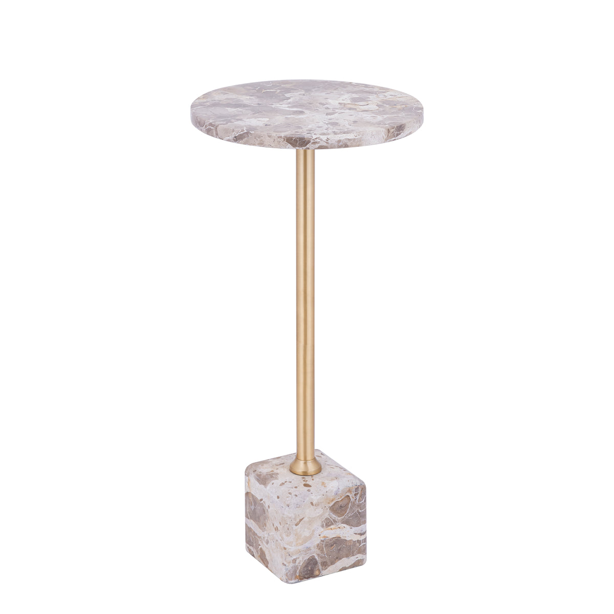Bijzettafel Ebe Beige Marmer Rond Hoog PTMD