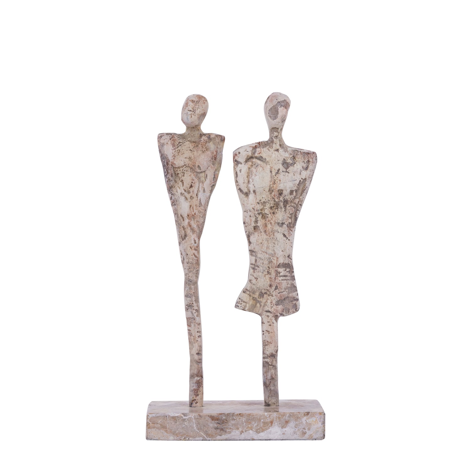 Beeld Darriel Beige Aluminium Koppel Op Marmeren Voet PTMD