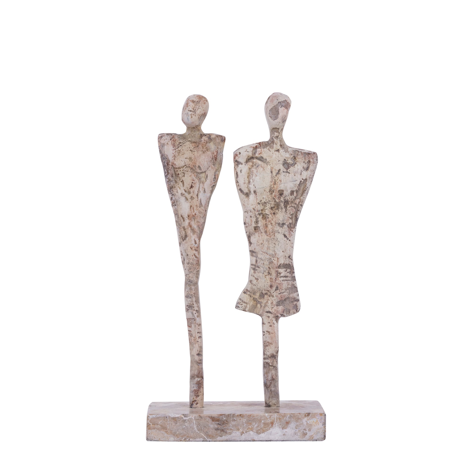 Beeld Darriel Beige Aluminium Koppel Op Marmeren Voet PTMD