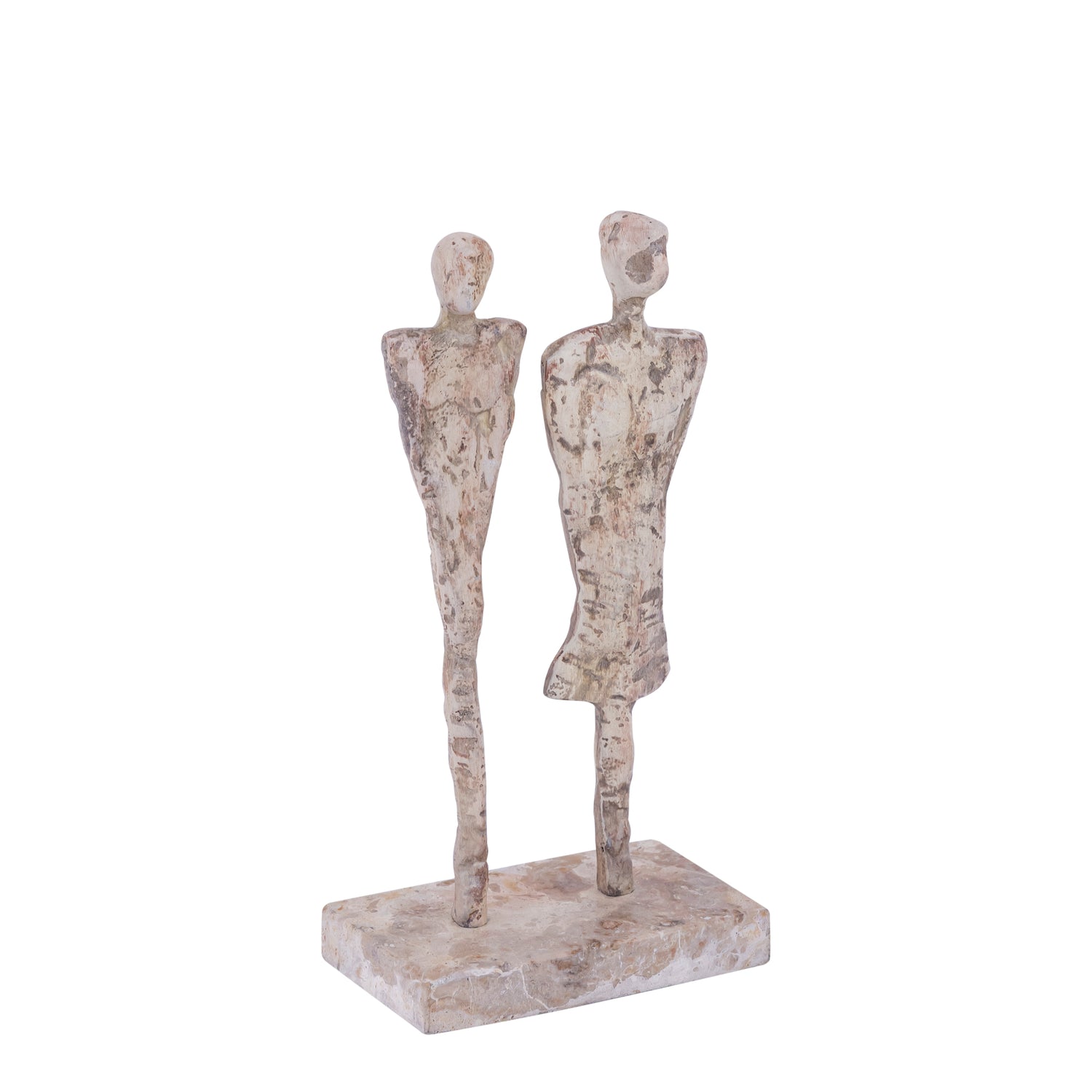 Beeld Darriel Beige Aluminium Koppel Op Marmeren Voet PTMD