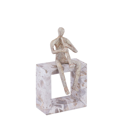 Aleria Beige Casted Alu Trumpet Man On Marble Base PTMD