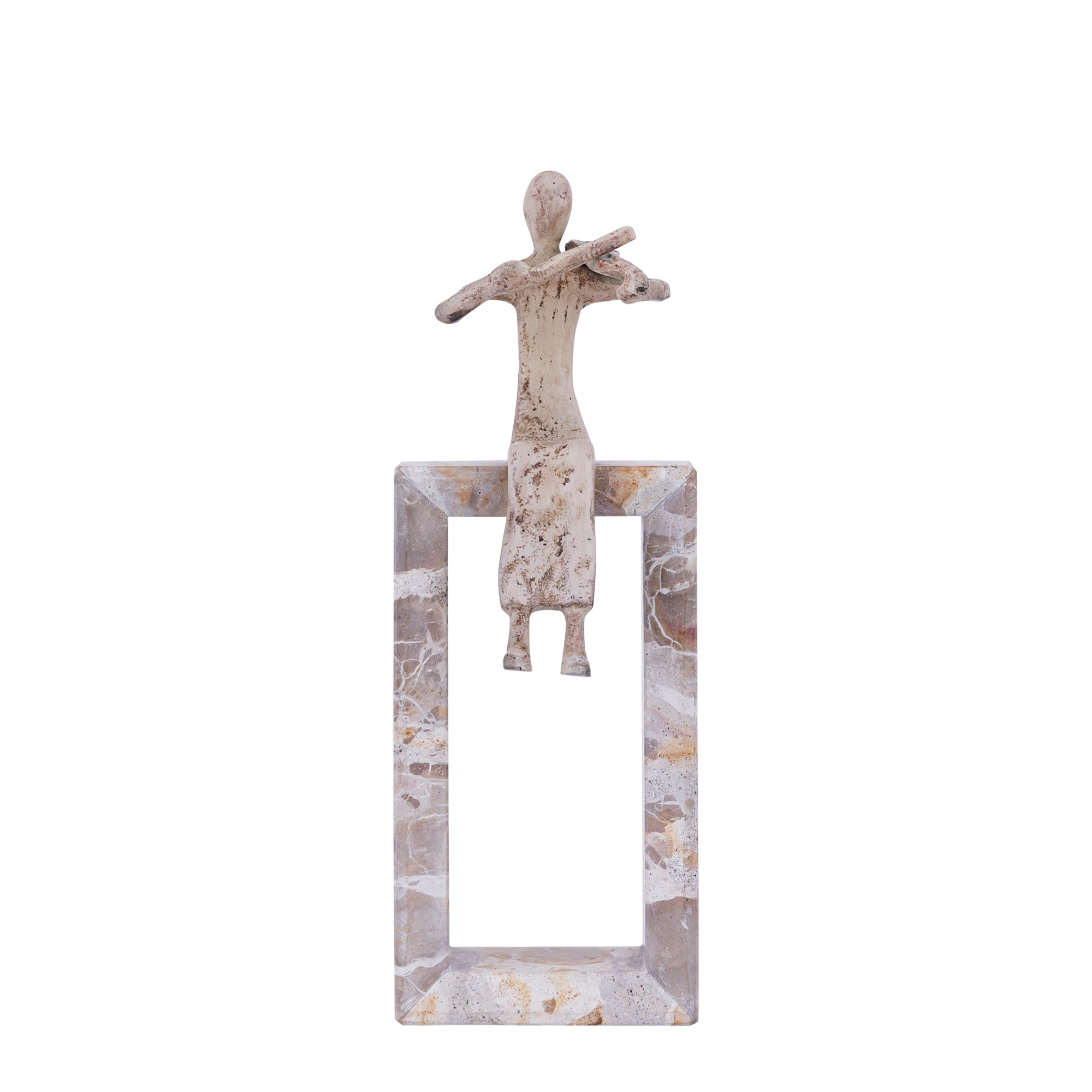 Aleria Beige Casted Alu Violin Lady On Marble Base PTMD