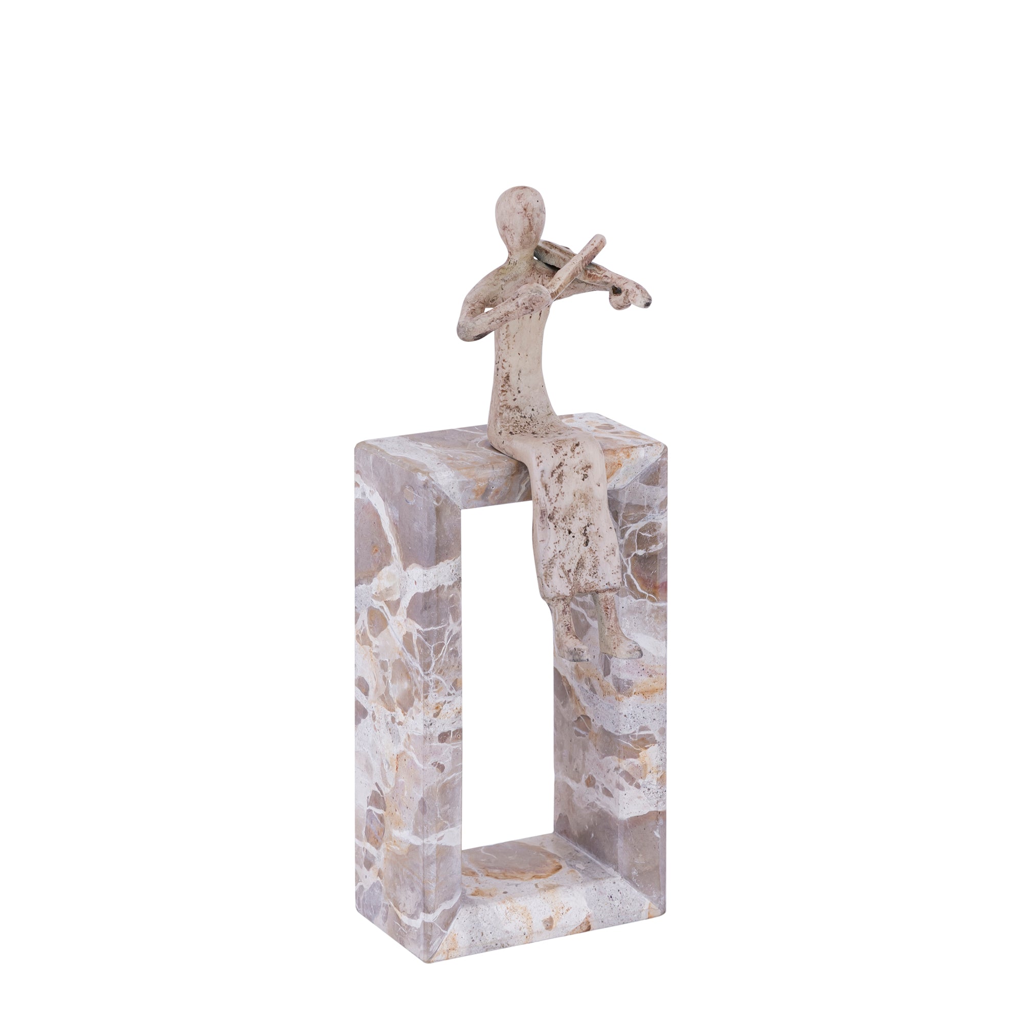Aleria Beige Casted Alu Violin Lady On Marble Base PTMD