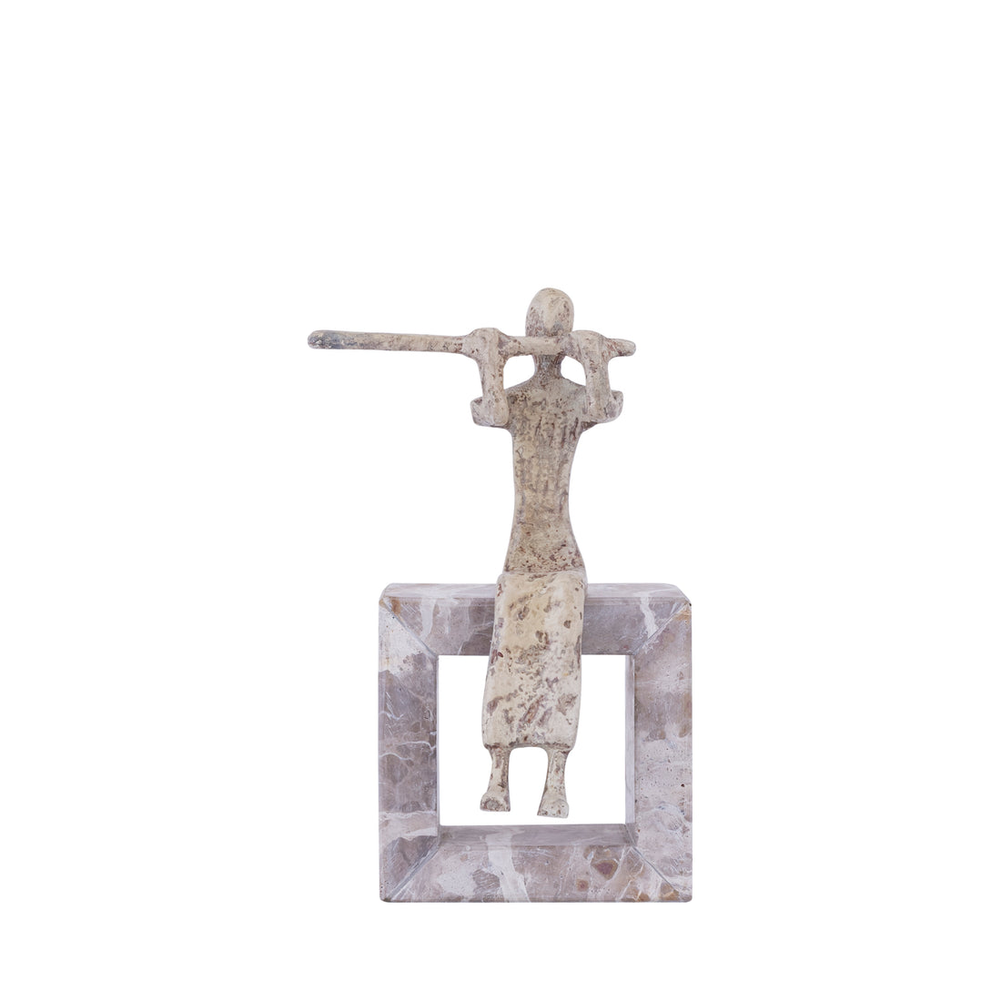 Aleria Beige Casted Alu Flute Lady On Marble Base PTMD