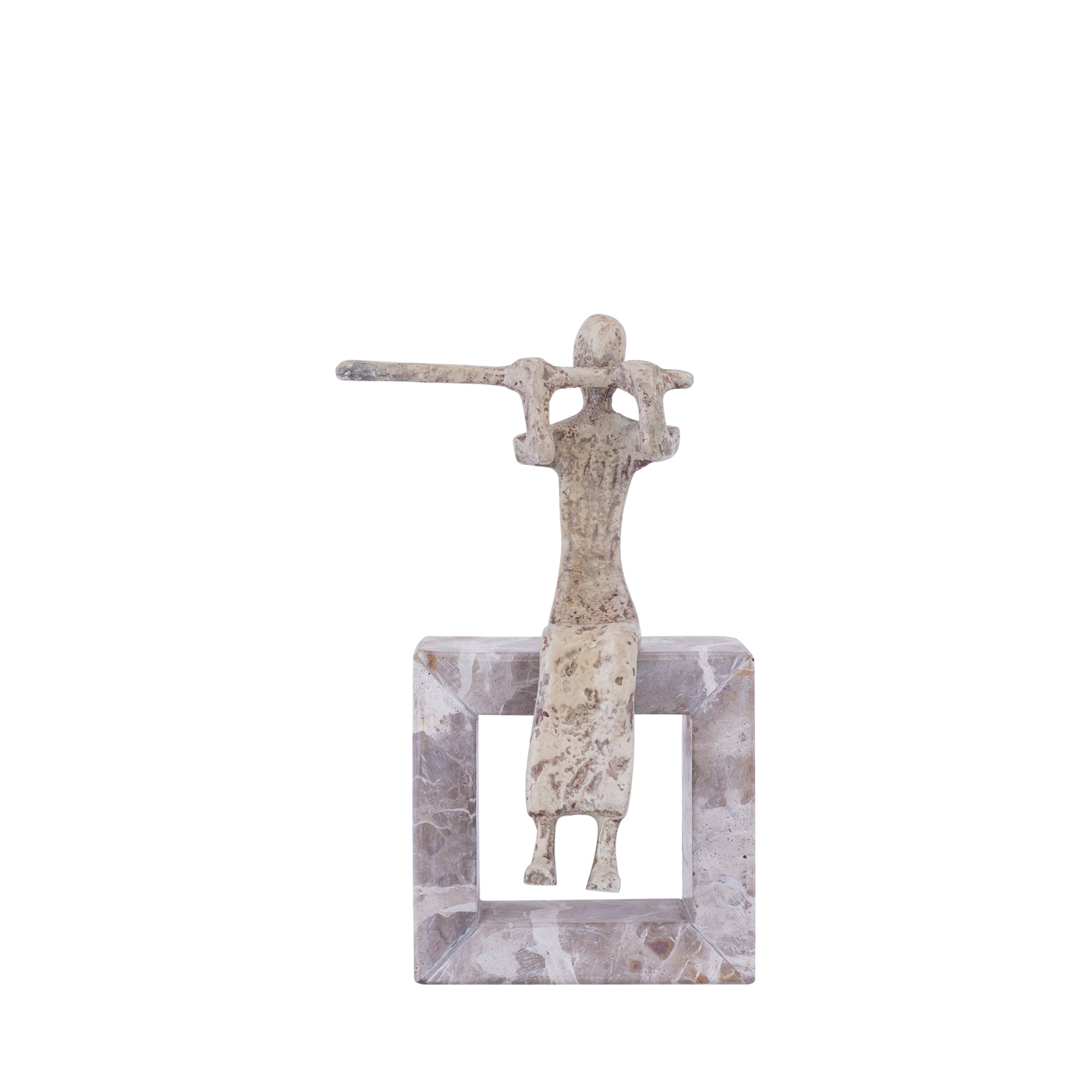 Aleria Beige Casted Alu Flute Lady On Marble Base PTMD