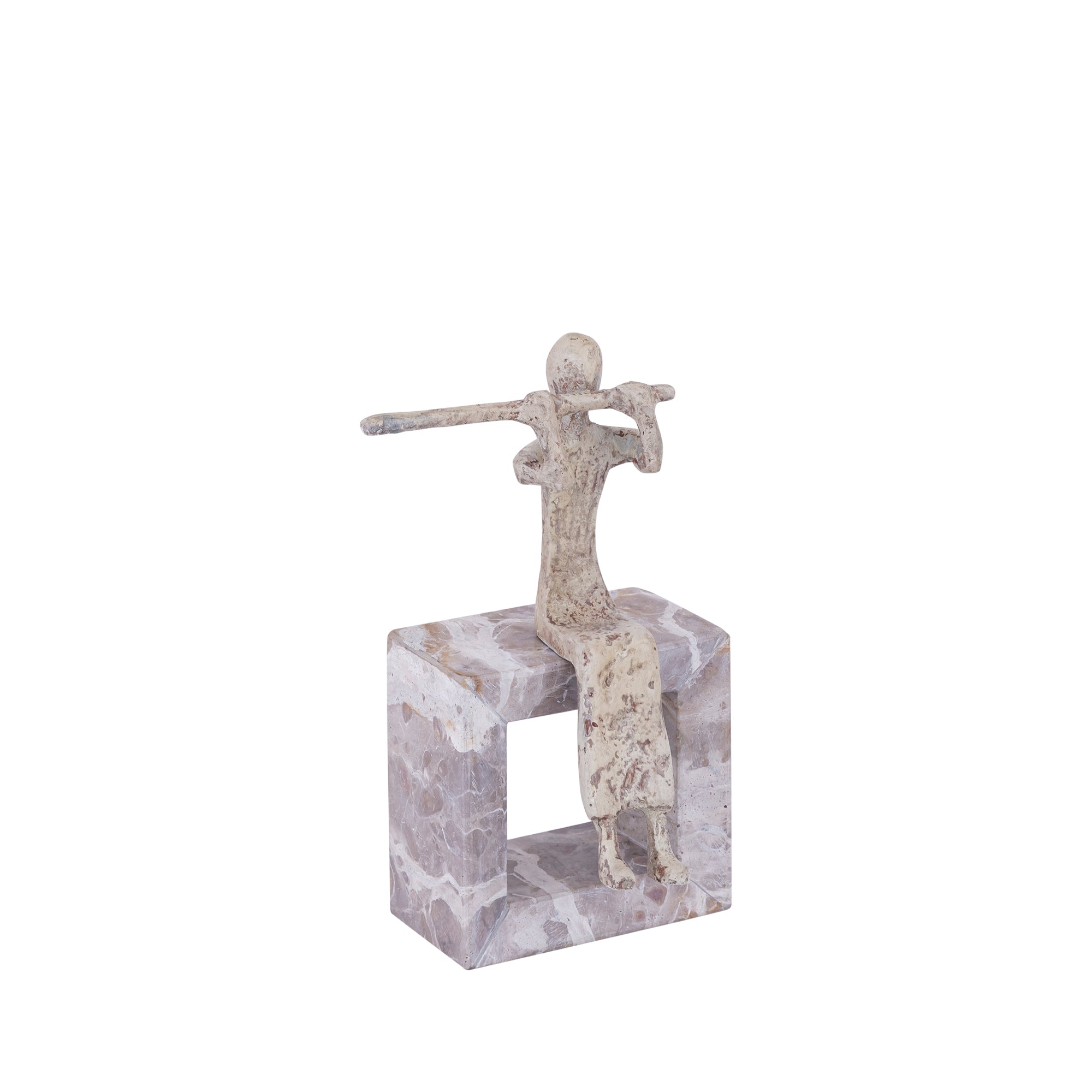 Aleria Beige Casted Alu Flute Lady On Marble Base PTMD