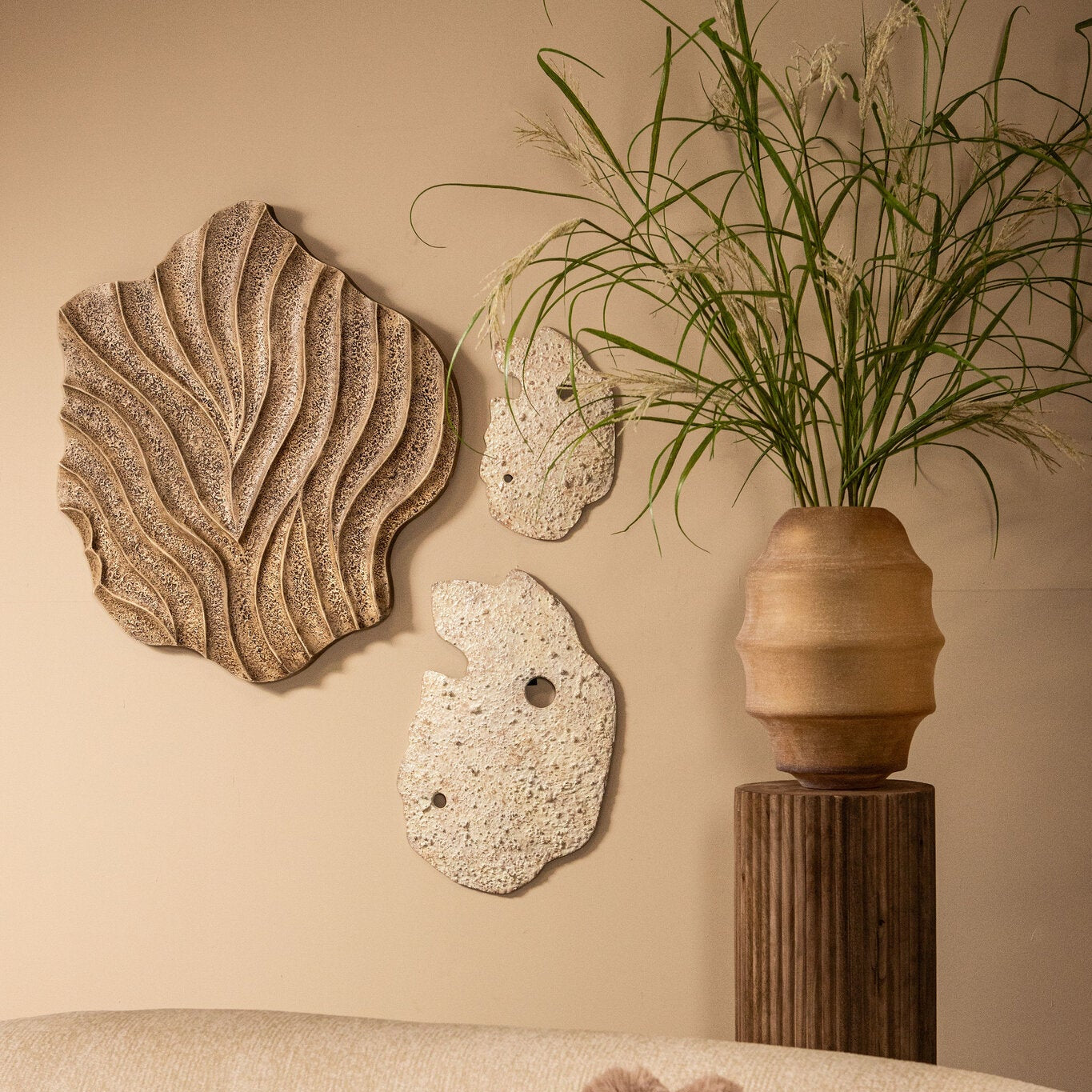 Wandpaneel Enrike Ruw Gegoten Aluminium Beige Small PTMD
