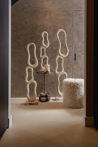 Beeld Camare Abstract Design Gegoten Aluminium Beige Large PTMD