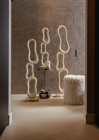 Beeld Camare Abstract Design Gegoten Aluminium Beige Medium PTMD