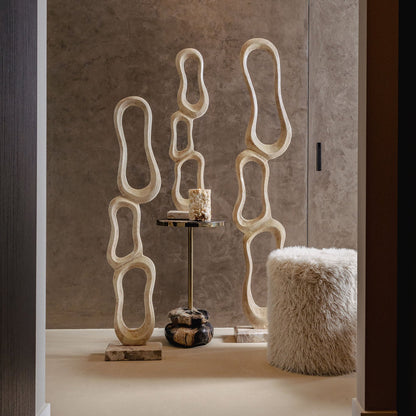 Beeld Camare Abstract Design Gegoten Aluminium Beige Medium PTMD