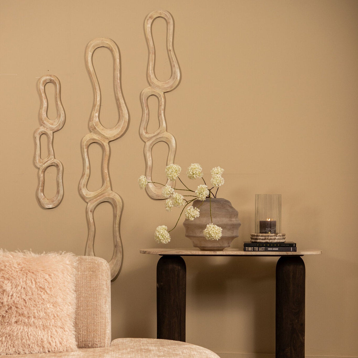 Wanddeco Camare Abstract Design Gegoten Aluminium Beige Small PTMD