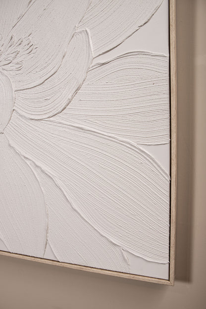 Wandpaneel Florise Crème ingelijst Canvas Bloem A PTMD