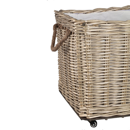 Mand Darrett Naturel Willow Vierkant met wielen Set van 3 PTMD