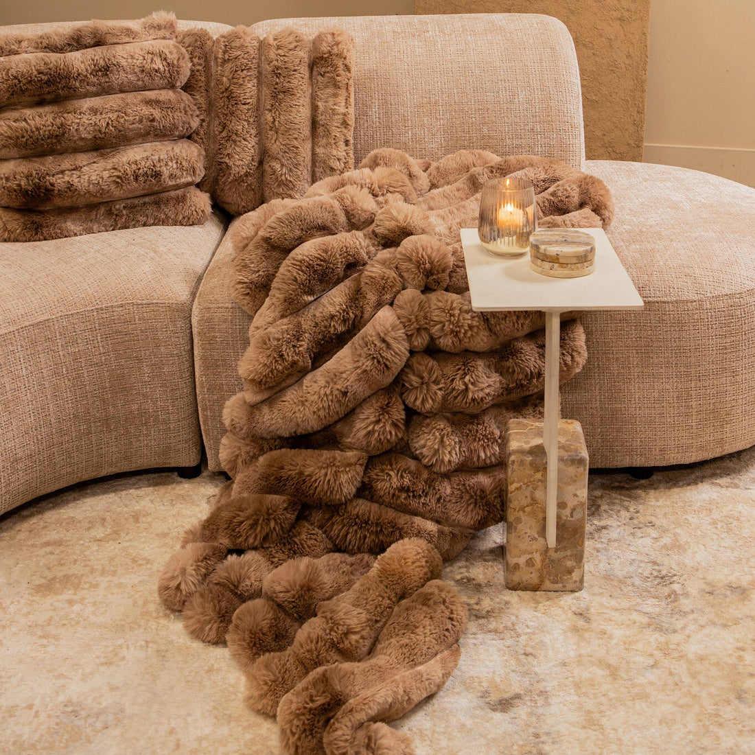 Plaid Divvo Bruin Fake Fur Thick Rib Plaid Small PTMD