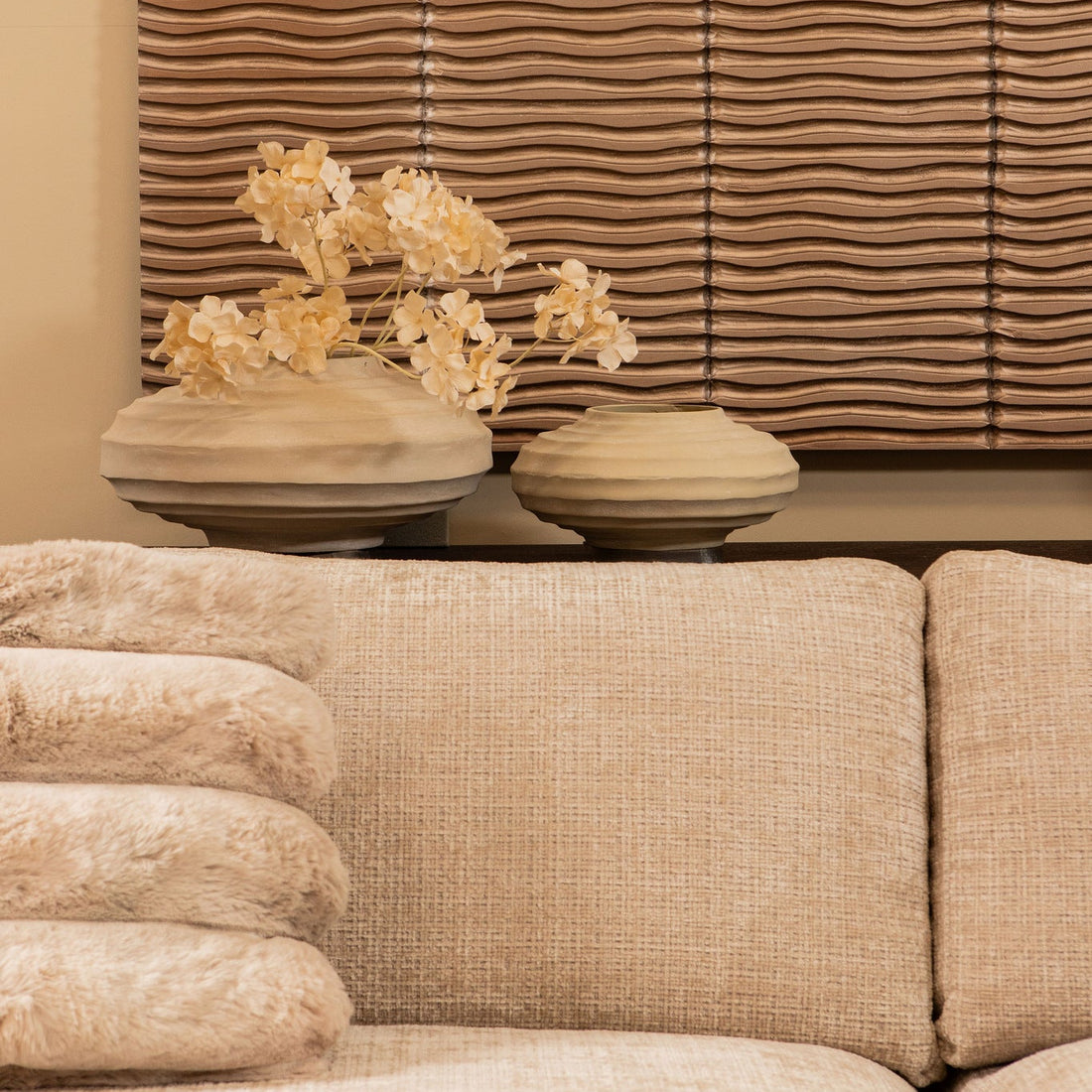 Kussen Divvo Beige Brede Rib Vierkant PTMD