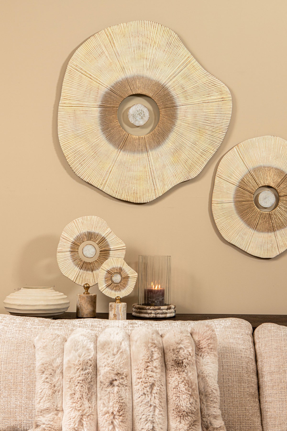Kussen Divvo Beige Brede Rib Vierkant PTMD