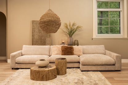 Rexx Beige Fake Sheep Fur Cushion Rectangle PTMD