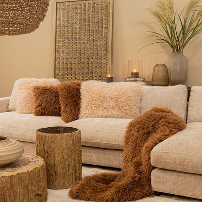 Rexx Beige Fake Sheep Fur Cushion Rectangle PTMD