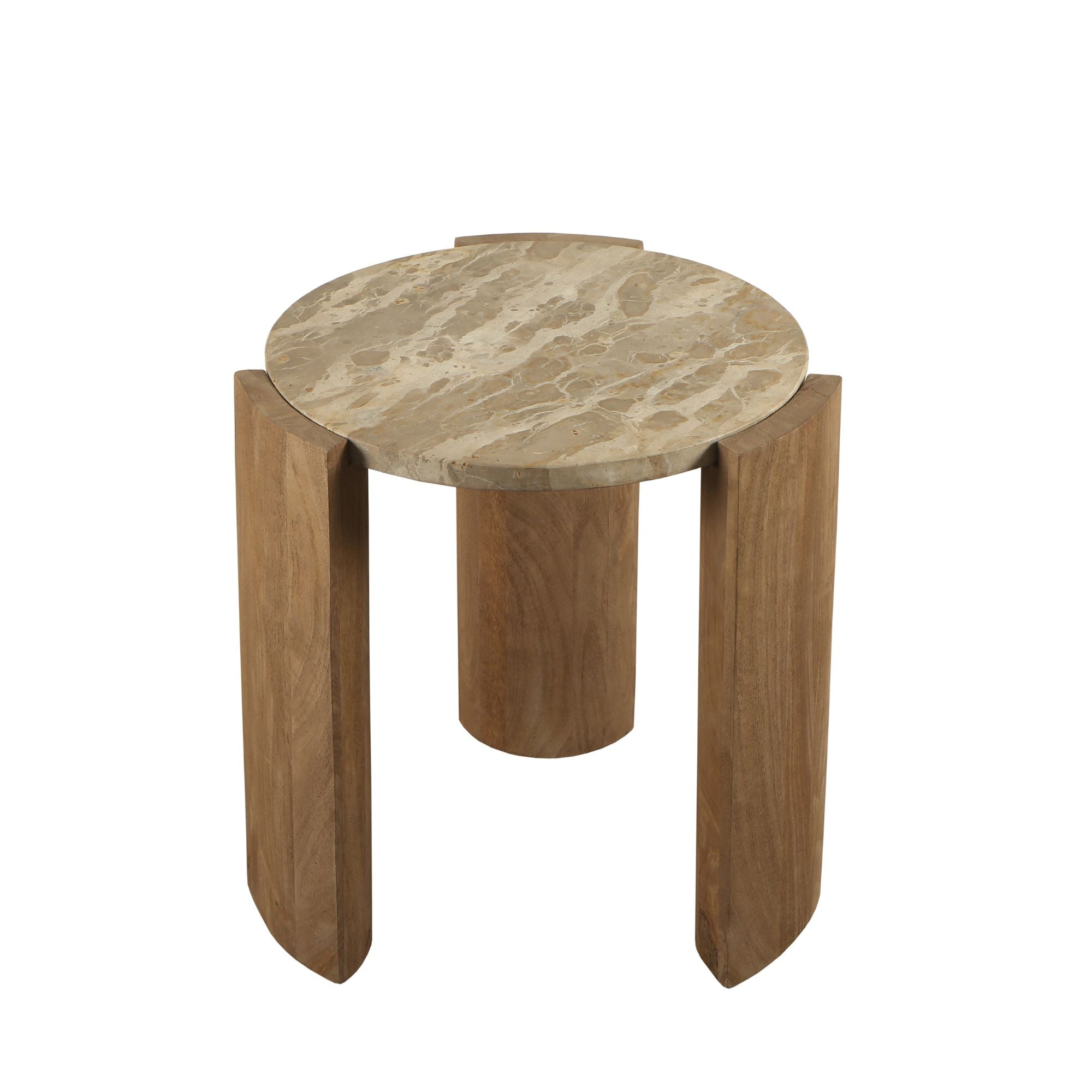 Bijzettafel Javina Naturel Marmer Ø52cm PTMD
