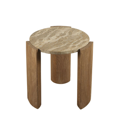 Bijzettafel Javina Naturel Marmer Ø52cm PTMD