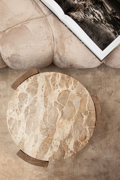 Bijzettafel Javina Naturel Marmer Ø52cm PTMD