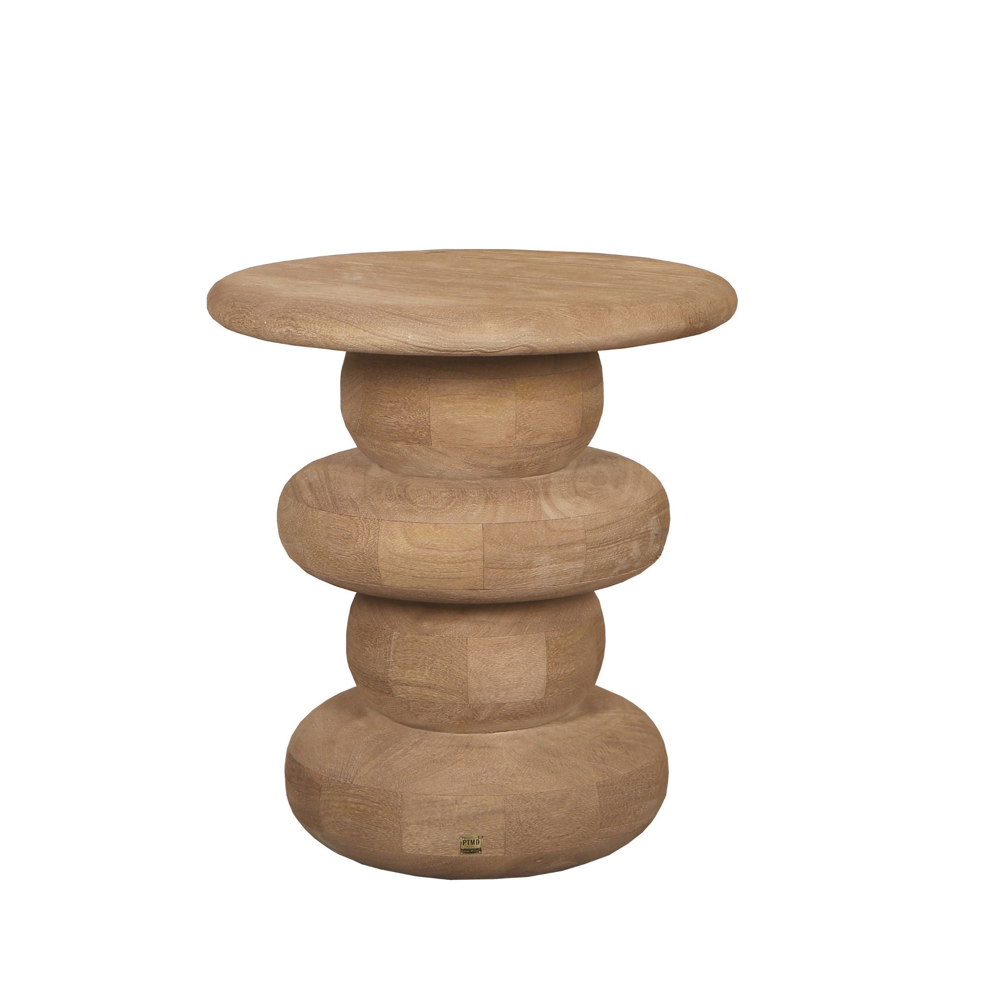 Ronde Sidetable Keven Geribbeld Mangohout Naturel PTMD