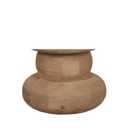 Ronde Sidetable Keven Geribbeld Mangohout Naturel PTMD