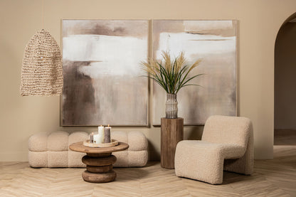 Salontafel Keven Naturel Mango Hout Ribbed Rond PTMD
