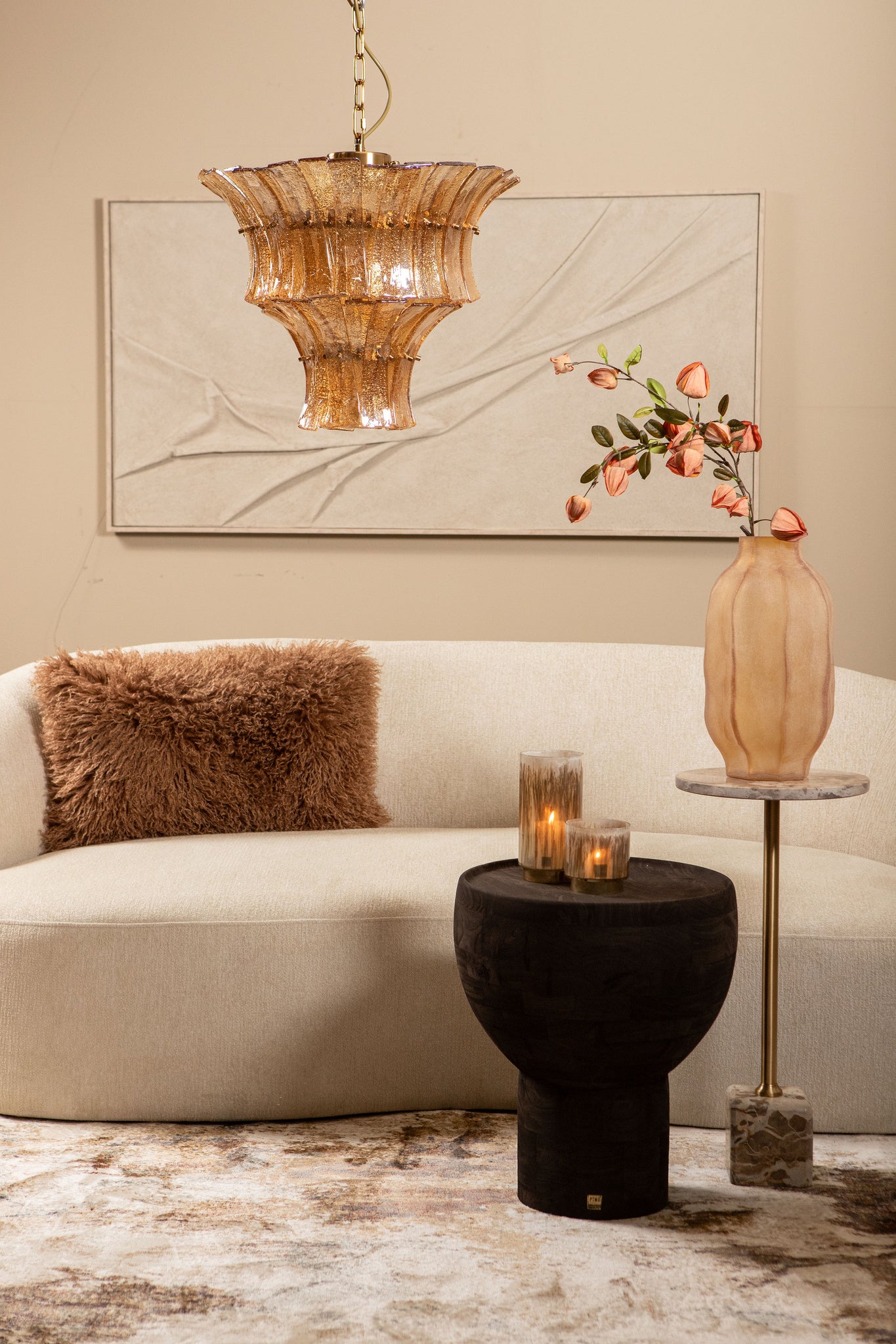 Bijzettafel Erno Bruin Mango Hout Op Voet Rond PTMD