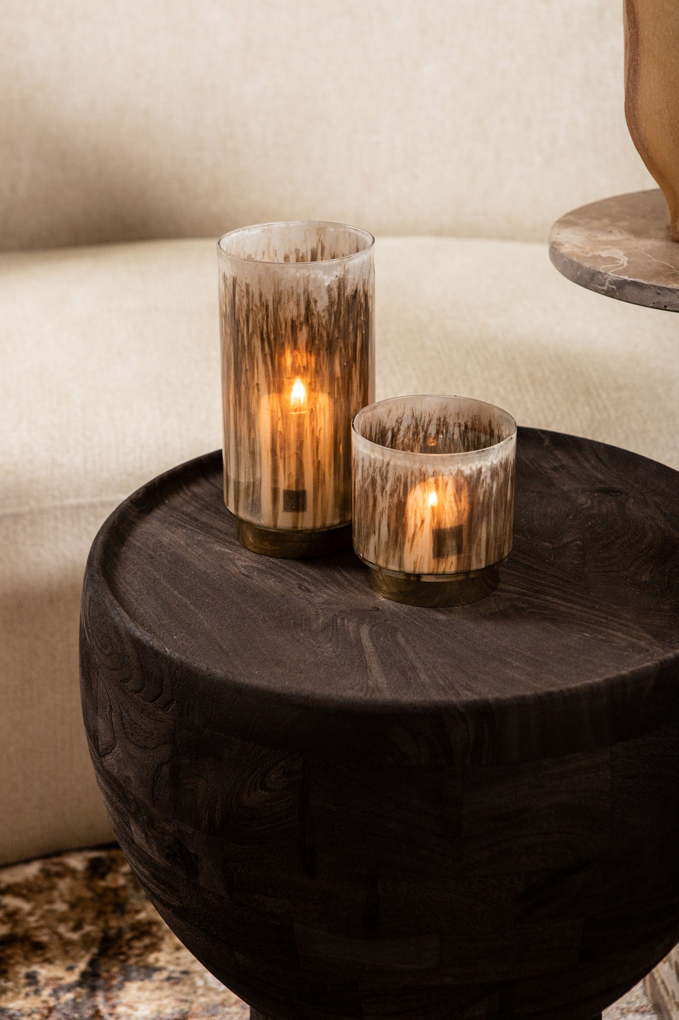 Bijzettafel Erno Bruin Mango Hout Op Voet Rond PTMD