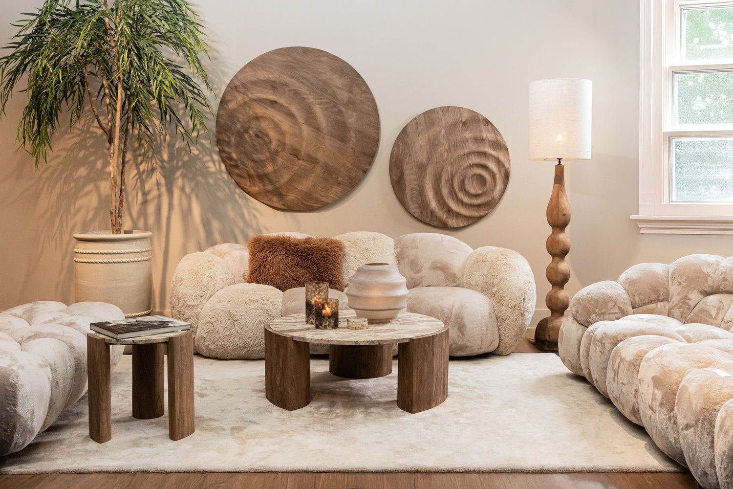 Rond Wandpaneel Mattin Mangohout Naturel Large PTMD