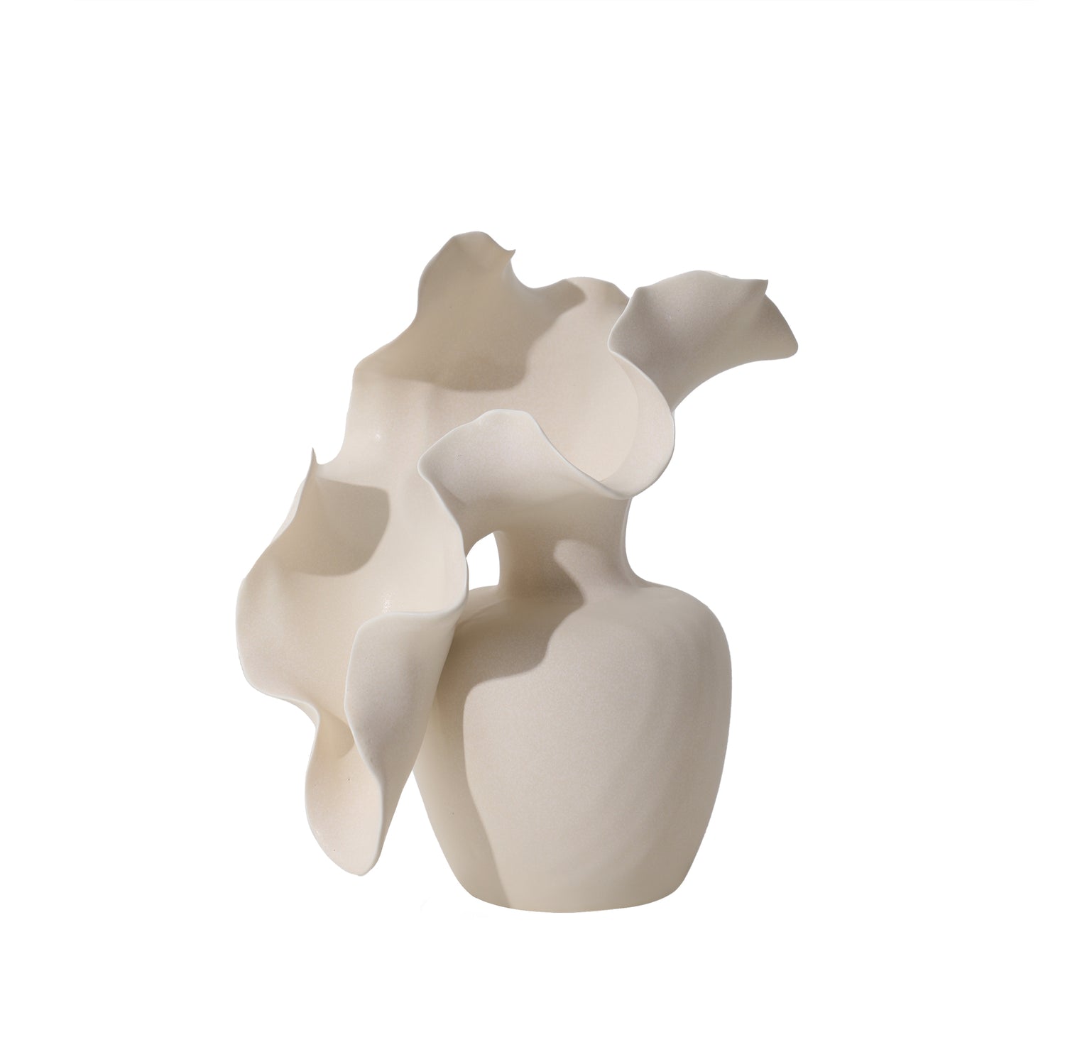 Vaas Shelle Creme Keramiek Organische Vorm Laag PTMD